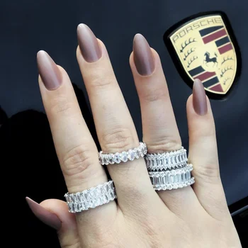 

Band Diamond Ring Finger JEWELRY 925 Sterling SILVER PAVE FULL Created Moissanite Cocktail ENGAGEMENT WEDDING Rings Women Men