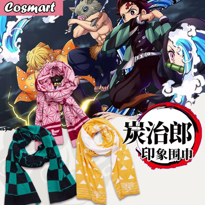 Аниме демон убийца Kimetsu no Yaiba Tanjirou Nezuko Zenitsu плюс длина сохраняет тепло шарф для косплея зимний шейный платок 200 см* 25 см i