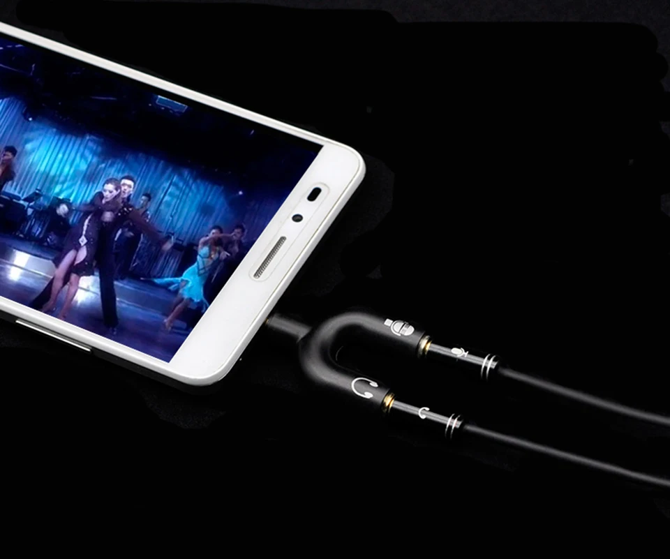 Y shape 3.5mm Stereo Audio Splitter Earphone Headset + Microphone Adapter for PC IPhone Smartphone Mobile Phone Male to 2 Female (2)
