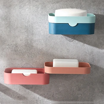 

Double-Layer Soap Box Drain Hole-Free Wall-Mounted Creative Bathroom Soap Dish Bathroom Gadgets Soap Case