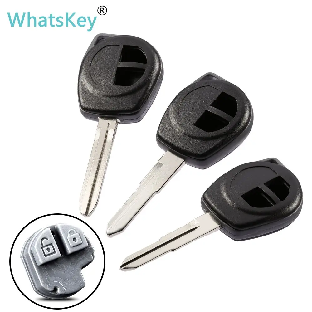 WhatsKey 2 Buttons Replacement Remote Car Key Case FOB Shell For Suzuki Grand Vitara Swift HU133R/SZ11R blade Rubber Button Pad 2 buttons remote car key fob shell hu87 blade id46 chip fit for suzuki swift ignis sx4 alto key case cover