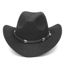 Mistdawn, модная женская и мужская Ковбойская шляпа с широкими полями, Ковбойская шапка для верховой езды, полушерстяная шляпа с застежкой "Лобстер", пояс, размер 56-58 см