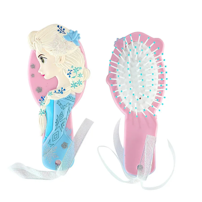 Disney 3D Cartoon Comb Frozen Princess Kids Gentle Anti-static Girl Princess Frozen Hair Brushes Mermaid Ariel Handle Hair Comb