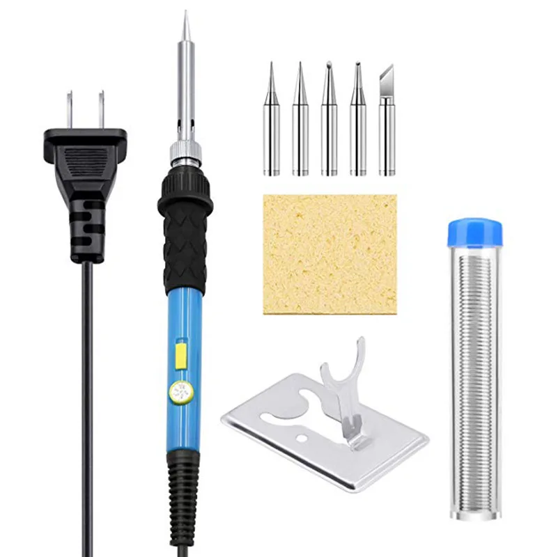 

220V Electric Soldering Iron Suit Thermostat Electric Iron Euro US Standard British Regulatory 60W Welding Holder Electric Weldi