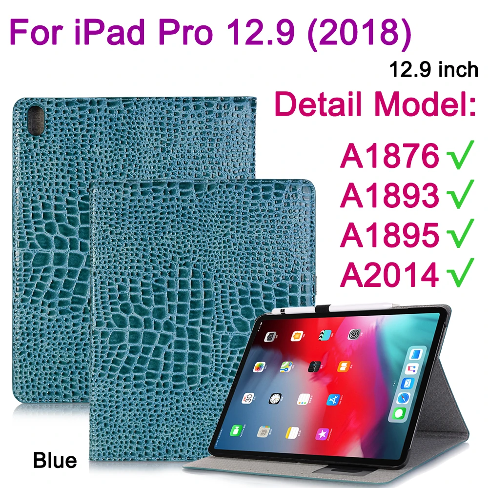 Для Apple iPad 10,5 Air()/для iPad Pro 11 12,9 дюймов чехол Модный крокодиловый узор флип кожаный смарт-чехол с подставкой Сумка для планшета - Цвет: Blue-IPD12.9-2