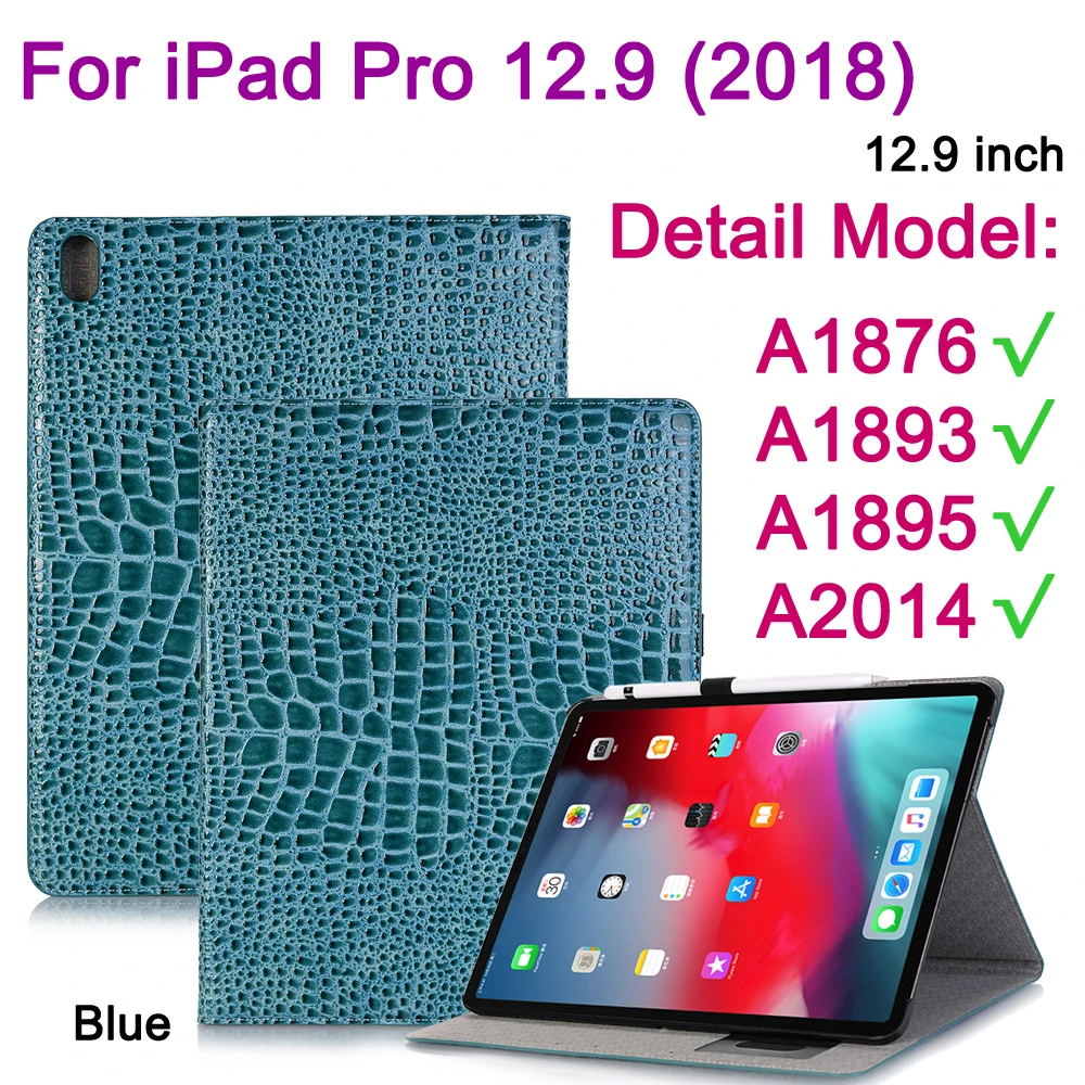 Blue-IPD12.9-2 Для Apple iPad 10,5 Air()/для iPad Pro 11 12,9 дюймов чехол Модный крокодиловый узор флип кожаный смарт-чехол с подставкой Сумка для планшета - Цвет: Blue-IPD12.9-2
