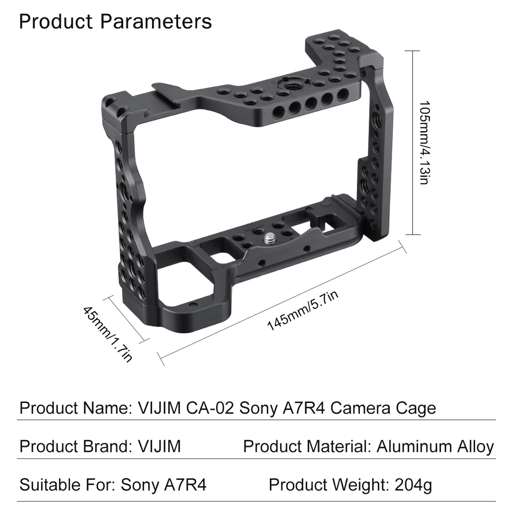 Vijim CA-02 клетка для камеры для sony A7R4 Ручка Рукоятка камера установка 1/4 резьбовое отверстие Расширение аксессуаров