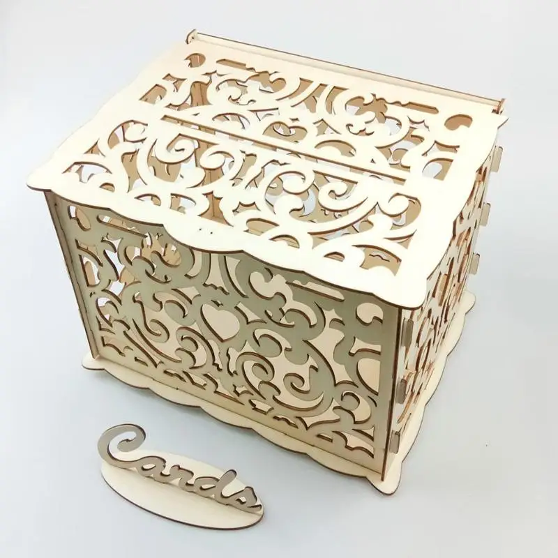 Деревянные DIY свадебные карты коробка приглашения письмо хранения Чехол вечерние принадлежности