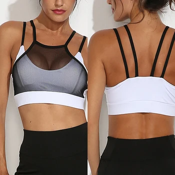 

HOT Women's Mesh Sports Bra Without Steel Ring and Padded Yoga Bra Top