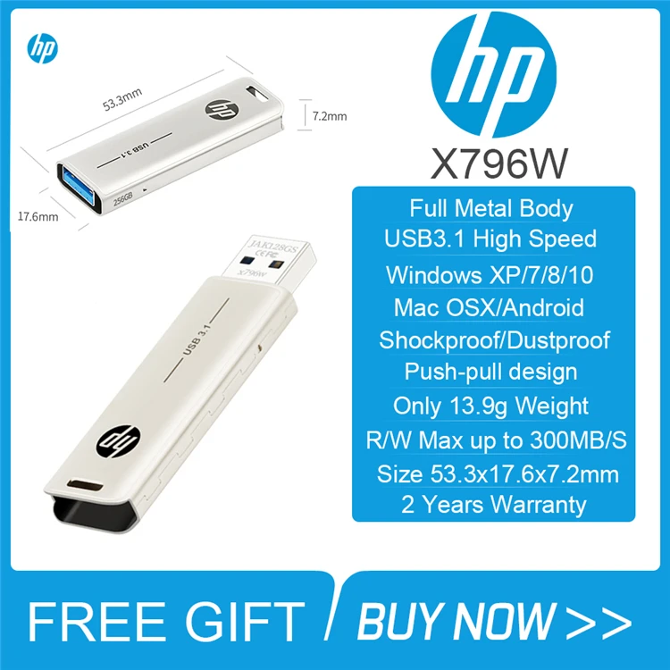 HP-X796W-USB-Flash-Drive-Disk-USB-3-1-Metal-Matte-Pen-Drive-Pendrive-32G-64G_副本