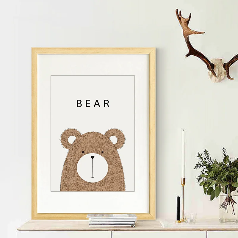 

Modern Living Room Bedroom Corridor Cartoon dong wu bear + Word Cross Border Hot Selling Computer Airbrush Painting Manufacturer