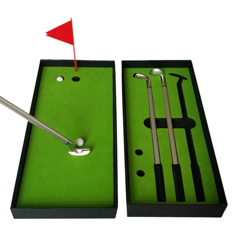 New Mini Golf Club Putter Ball Pen Golfers Gift Box Set Desktop Decor For School Supplies Golf Accessories