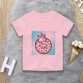 

Casual Kids T Shirt Toddler Boy Tshirt Short Sleeve Girls Tops Unicorn Love Donut Pattern Girl Clothes 2 3 4 5 6 7 8 9 Years Old