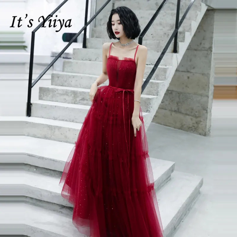 Это Yiiya вечернее платье бордового цвета на бретельках Вечерние платья размера плюс без бретелек Вечерние платья Элегантное Многоуровневое платье LF056 - Цвет: Бургундия