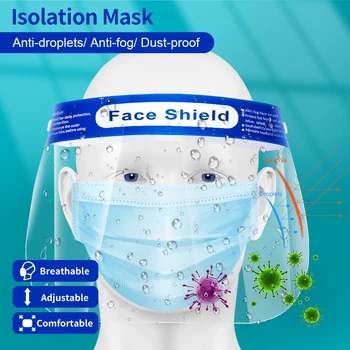 

50pcs Face Shield Splash-proof Dust-proof Mask Head-mounted Transparent Protection Mask Adjustable Protective Face Shield Mask