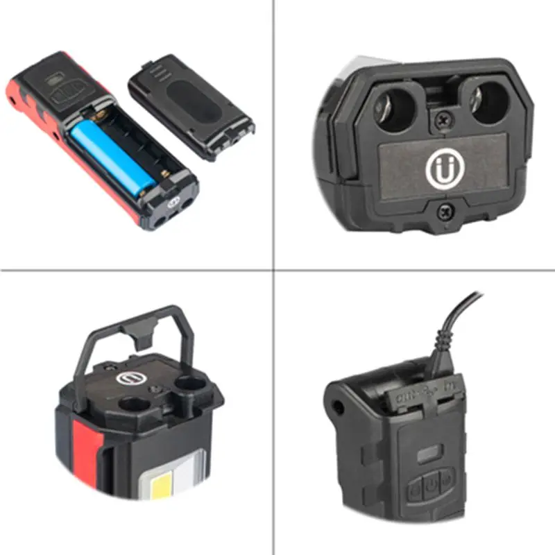 Super Bright COB LED Working Light With Magnetic Base & Hook USB Rechargeable Dimmable Flashlight