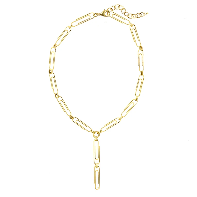 Женская ketting mannen кубинская цепочка Золотая бумага застежка ожерелье colares masculino halskette воротник largo mujer ожерелья подвески - Окраска металла: necklace