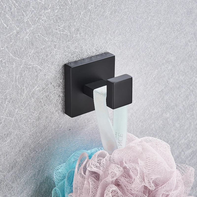 Bathroom Hardware Sets Black Toilet Paper Holder Towel Rack Robe Hook Bath Hardware Sets Accessories Wall Mount