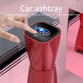 

For Subaru FORESTER Car Ashtray with Blue LED Light Ashtray Car logo Office ashtray Cigarette Smoke Holder Automotive interior