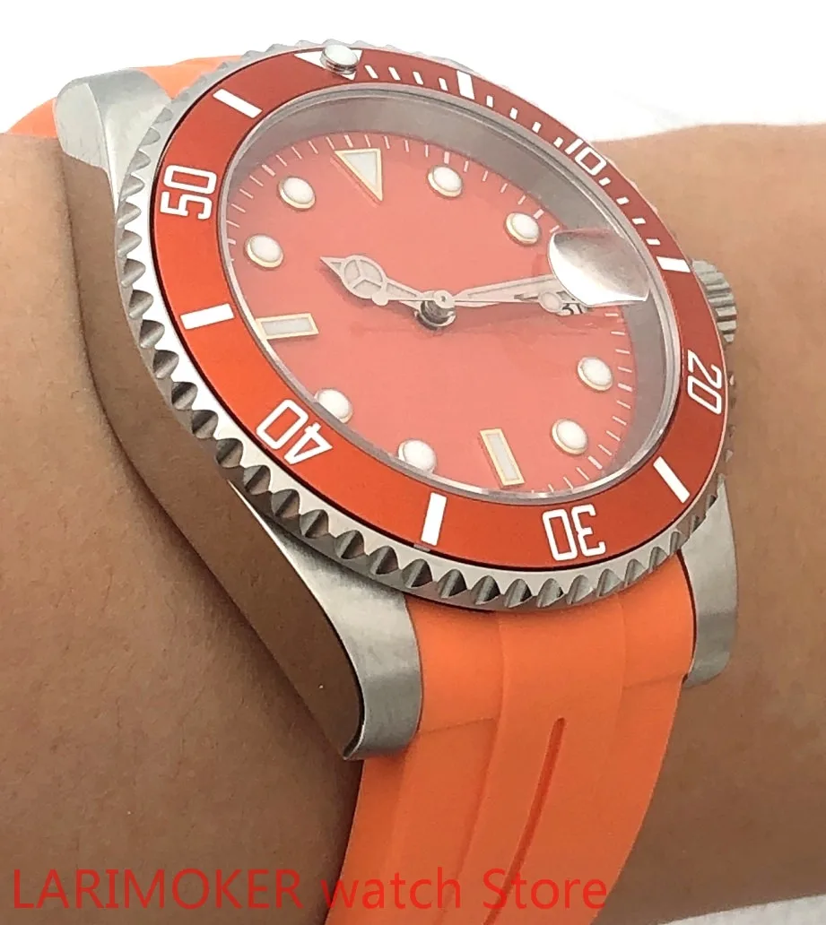 

NO LOGO bliger sapphire glass bezel orange dial orange bracelet orange super bright automatic winding fashion men's watch