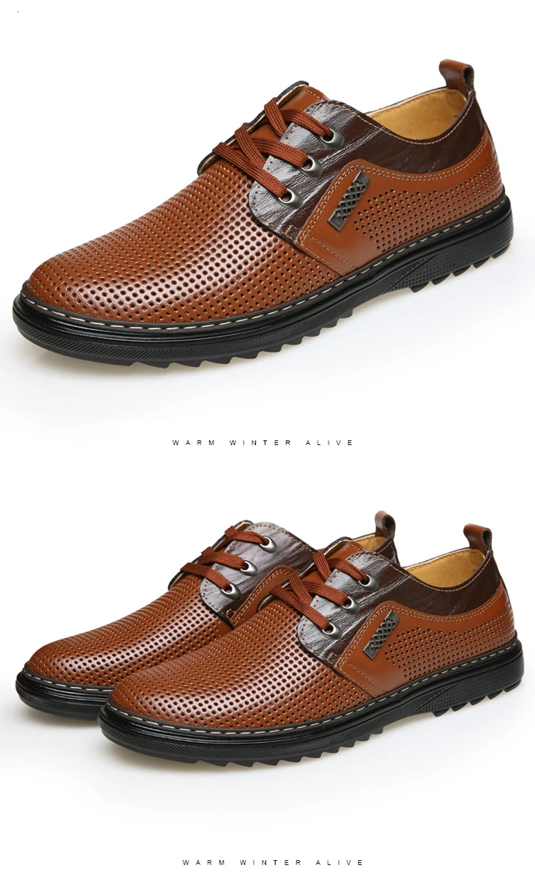 IMAXANNA/летние мужские туфли из натуральной кожи мужские кожаные сандалии с дырочками дышащие деловые модельные туфли черного, коричневого цвета, размеры 38-44