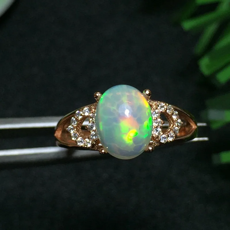 925 Sterlina In Oro Bianco Argento Placcato In Oro Rosa Naturale Australiano Opale Anello In Argento Sterling 925 Bocca In Diretta