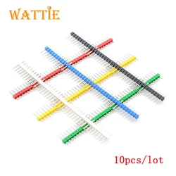 Linha de cor agulha 2.54 espaçamento 40pin única linha agulha única linha reta agulha verde branco vermelho azul amarelo preto 10 pçs/lote