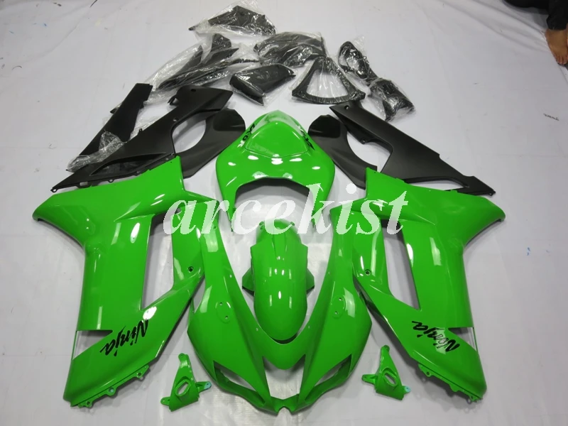 4 подарки ABS мотоцикл полный обтекатель комплект подходит для Kawasaki ZX6R 2007 2008 ZX-6R 07 08 ниндзя 636 Кузов Набор ярко-зеленый - Цвет: green