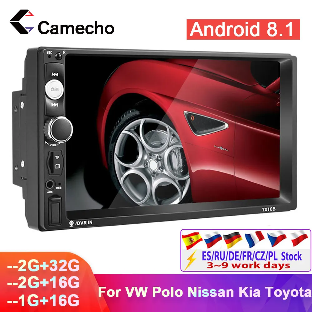 Автомагнитола Camecho универсальный мультимедийный плеер на Android с GPS 2 Гб ОЗУ 32 ПЗУ