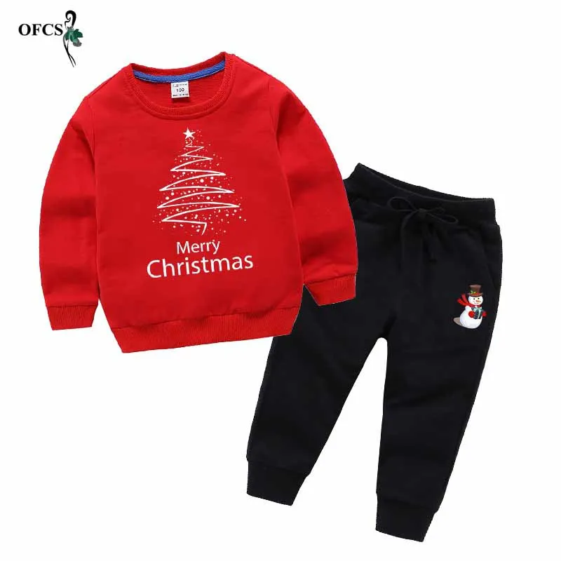 Red add Black Одежда для подростков одежда с длинными рукавами для мальчиков детские костюмы с героями мультфильмов для девочек толстовка с капюшоном для детей+ футболка Рождественский подарок из 2 предметов - Цвет: Red add Black