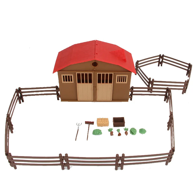 

Model DIY Organization House Model Plastic Farm Farmhouse Bullpen Horse Peng Fence Animal Sand Table Decoration