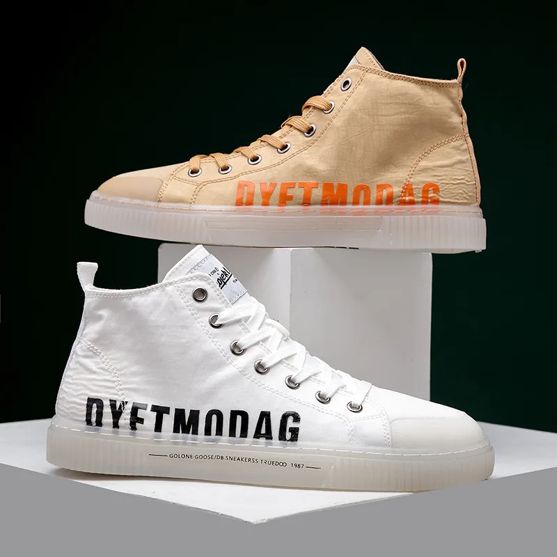 

Autumn 2019 New Fashion Men's Shoes High Upper Cloth Shoes Breathable Leisure Baitie Shoes Small White Shoes Sports