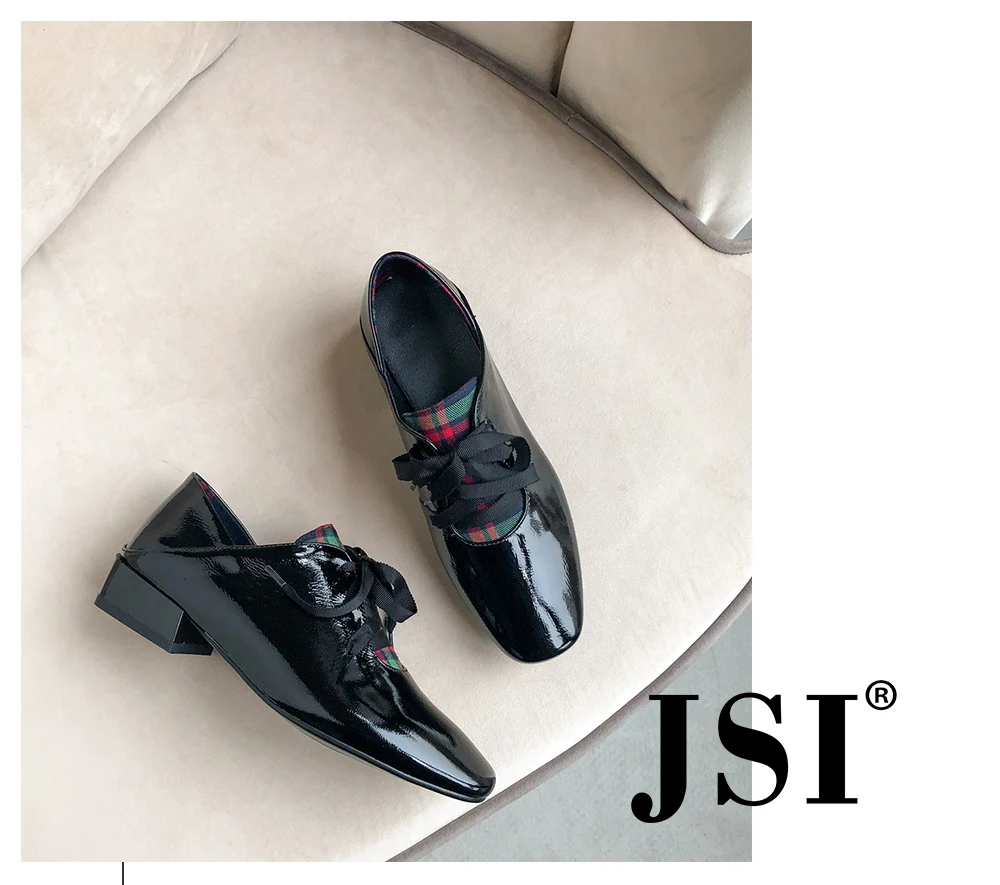 JSI/Женская обувь; женские туфли из микрофибры на квадратном каблуке со шнуровкой; женские туфли на квадратном каблуке; сезон весна-осень; офисная и деловая женская обувь на плоской подошве; jo356