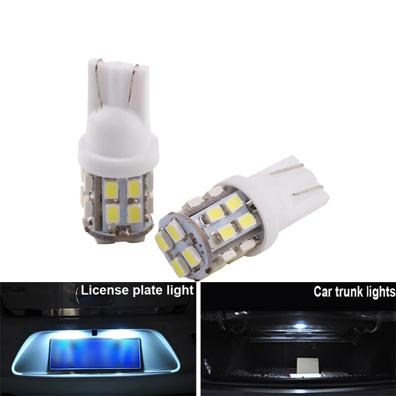 Автомобильный T10 светодиодный лампы 12V Белый 6500K 20 SMD 5W5 W5W светодиодный T10 сигнальный светильник авто Интерьер Чтение номерного знака, на танкетке, с боковой лампы