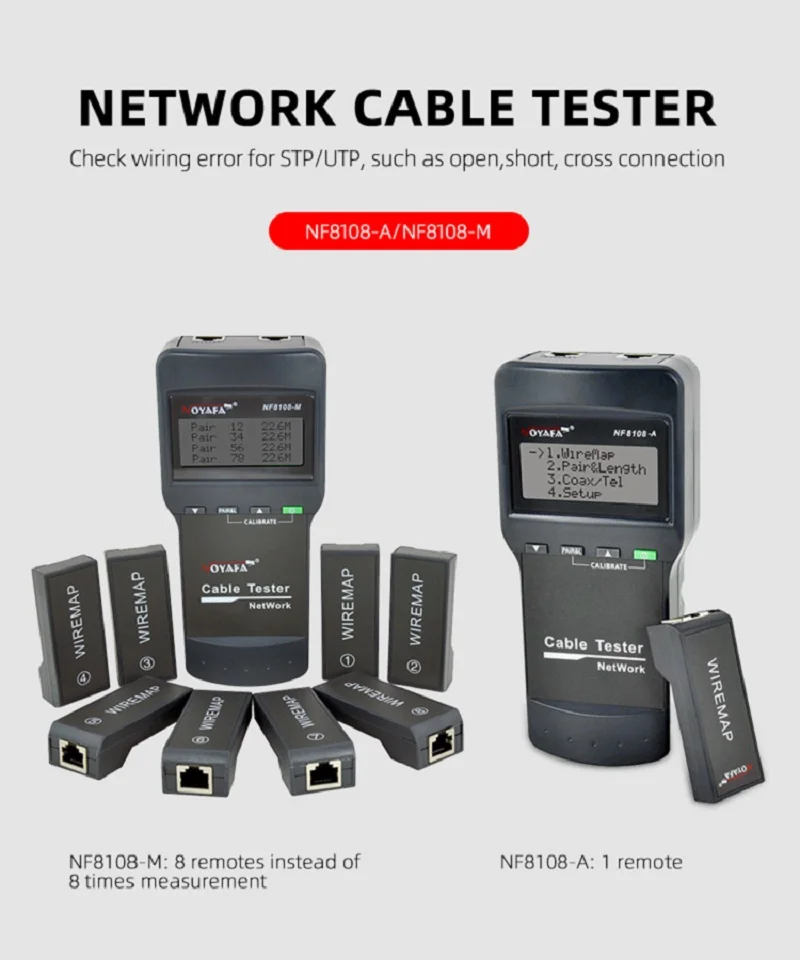 

Noyafa NF-8108A Cat.5E/ 6E UTP STP Network Cable Tester Check Wiring Error 5E 6E Wire Test
