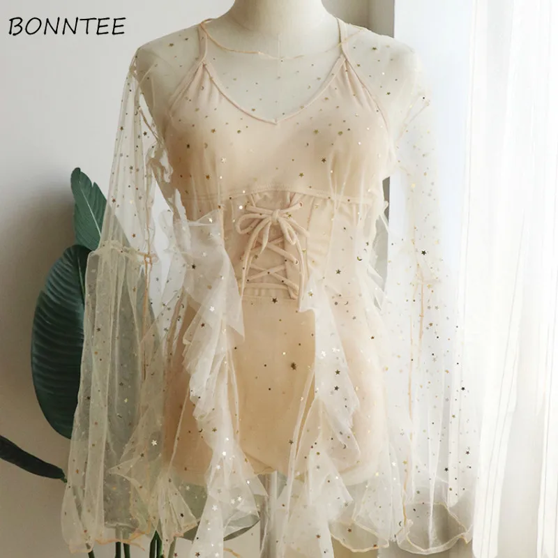 Накидка женская белая кружевная сетчатая для пляжа в Корейском стиле | Женская