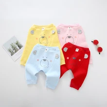 Штаны для малышей штаны из хлопка детская одежда штаны для маленьких мальчиков штаны для девочек детские штаны с объемными ушками и медведем теплые штаны