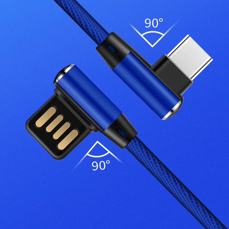 USB A 90 градусов кабель для зарядки и передачи данных на обоих концах быстрой Micro Type