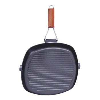 

1PC Drk Grey Foldable Striped Iron Frying Pan Pancake Pan Square Pot for Kitchen Steak Frying