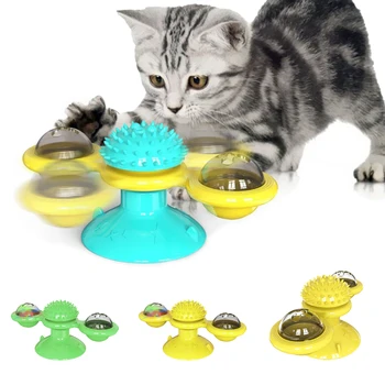 

Windmill Toys For Cats Puzzle Whirling Turntable Play Game Toys Training Kitten Interactive Toys Supplies Pet Toothbrush Toy
