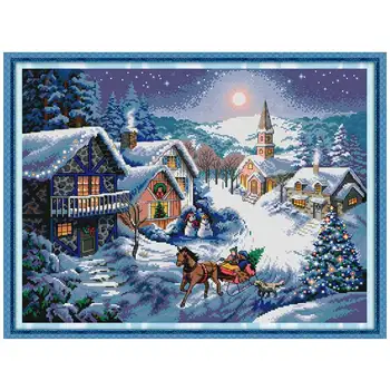 

Dusk in the snow scenery counted11CT 14CT DIY kit Chinese wholesale Cross Stitch embroidery needlework Sets home decor