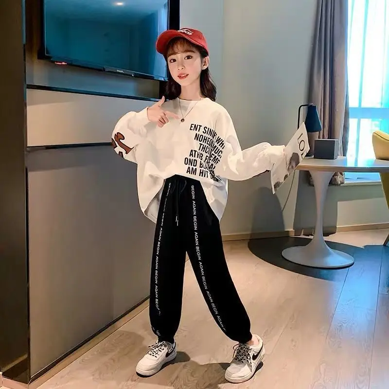 

Girls Clothes 2022 Autumn Spring Long Sleeve Shirts +loose Pants Suits Kids Clothes Teen Children Clothing Sets 8 9 10 12 Years