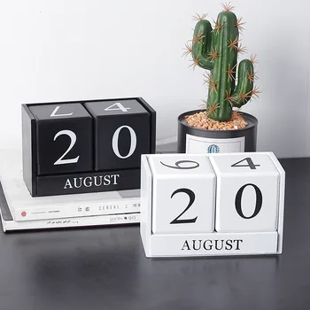 

Oude Wooden Desk Block Perpetual Calendar Calendario Month And Date Display Nordic Style Stereoscopic For Home And Office Decor