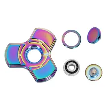 Медный красочный Гальванизированный палец Спиннер антистресс три лезвия вращающийся ручной Спиннер Настольный подарок для СДВГ аутизма