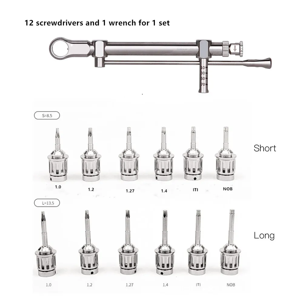 1Set Dental Implant Torque Wrench Ratchet 10 70NCM With Drivers