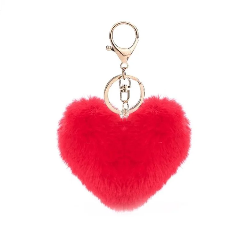 Cute Love Heart Pom Pom Pompon Portachiavi Loverly Bobbles Fluffy Pompon Portachiavi Portachiavi Per Ragazza Borsa Auto Ciondolo Chiave