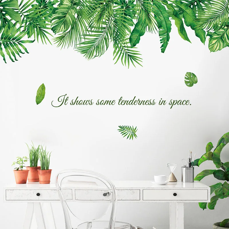 Permalink to 125*77cm Tropical Plant Green Leaves Wall Stickers for Living room Bedroom Sofa Wall Decor PVC Vinyl Wall Decals Home Decoration