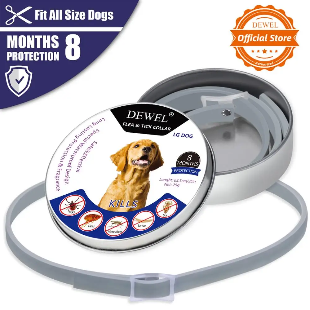 Dewel Cat Dog Collar Anti Flea Ticks Mosquitoes Outdoor Adjustable Pet Collars 8 Months Long-term Protection Pet Accesseries