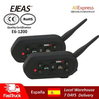 

QPLOVE E6-1200 Motorcycle Intercom 5 Riders Connection 2 User Duplex Talking IP65 Waterproof Support Music Helmet Headset