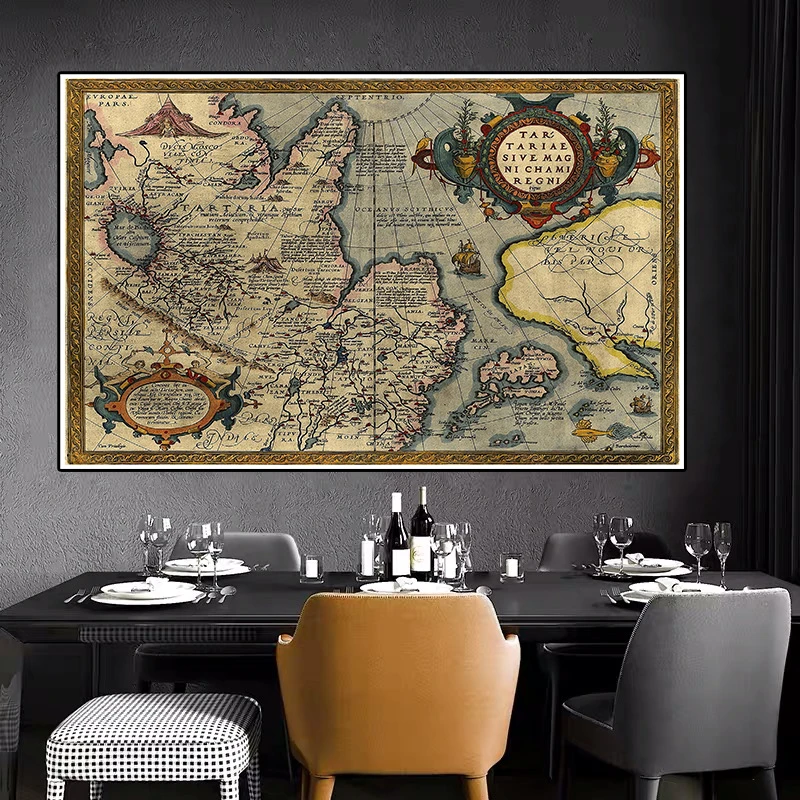 150*100 cm Vintage Poster World Map Non-woven Canvas Painting Wall Art Picture Decorative Card Living Room Home Decoration